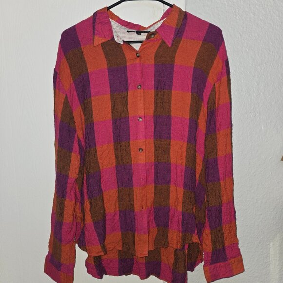 Jane and Delancey Tops - Share Jane & Delancey Plaid Button Down Top Long Sleeve V Neck Fall Tunic Womens